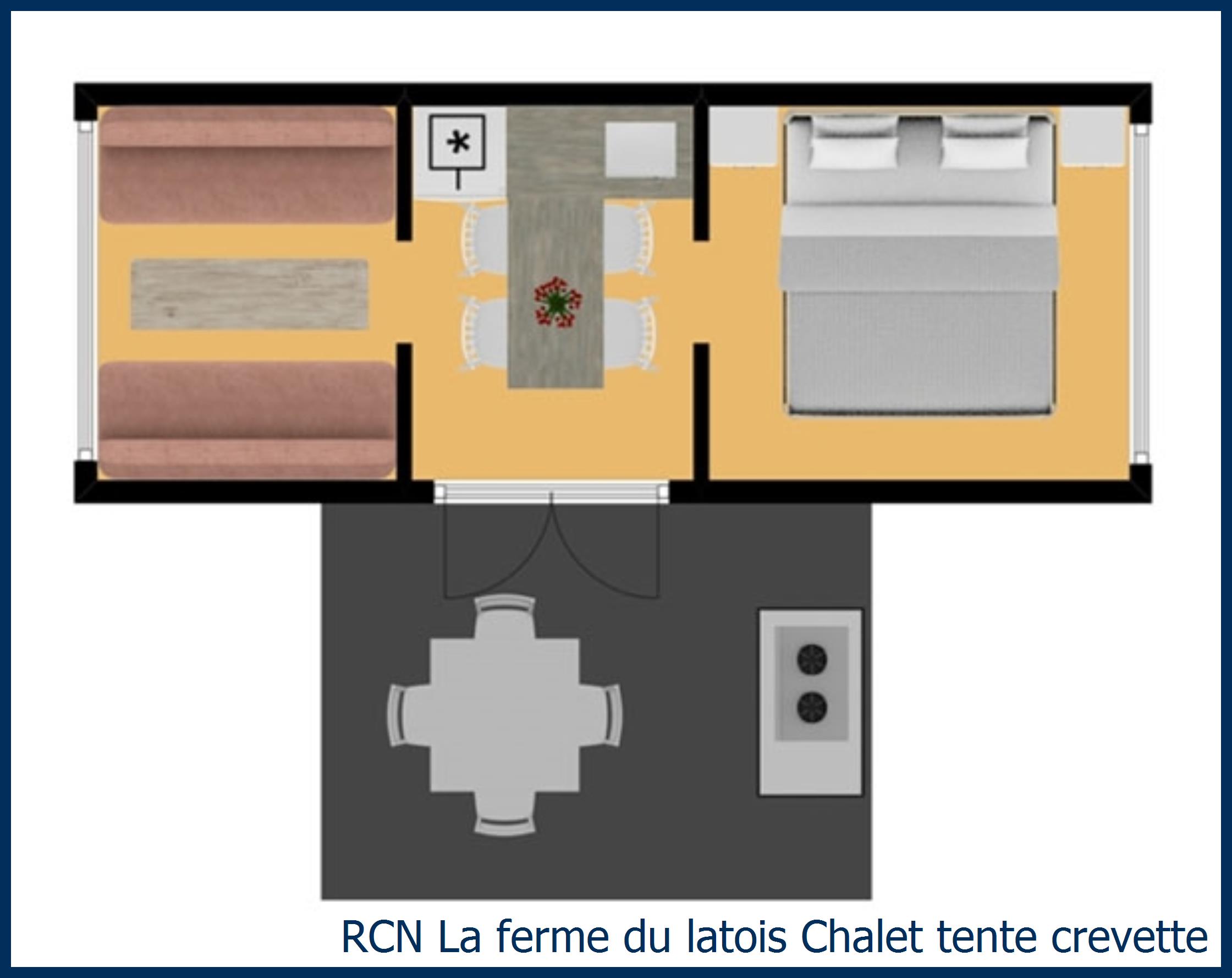 Cabane en bois tente crevette à La Ferme du Latois